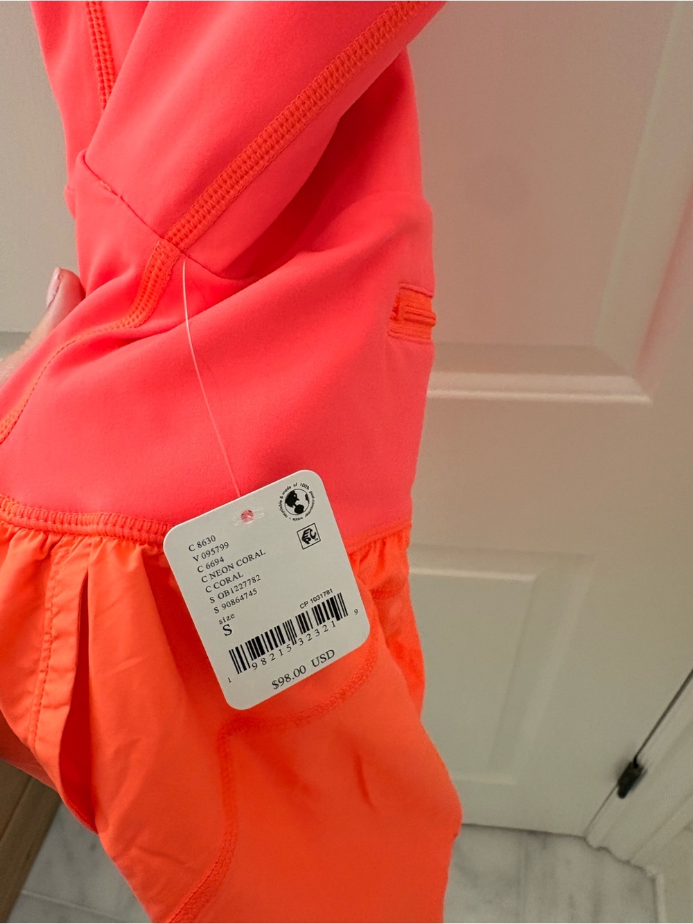 Free People Movement Neon Coral Righteous Runsie Bodysuit - Picture 3 of 4